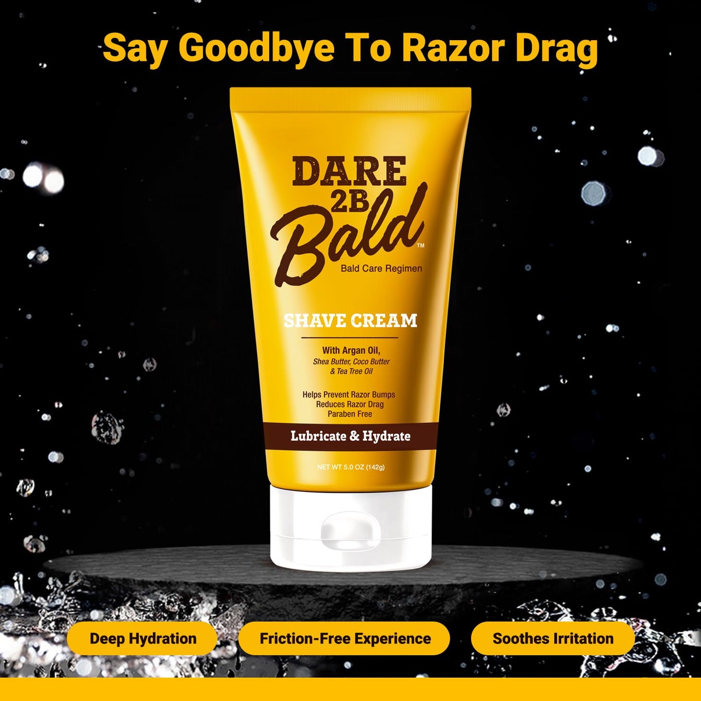 Dare 2B Bald Moisturizing Shave Cream with Argan Oil, Shea Butter, Cocoa Butter & Tea Tree Oil | Bald Head Shaving Cream | Rich