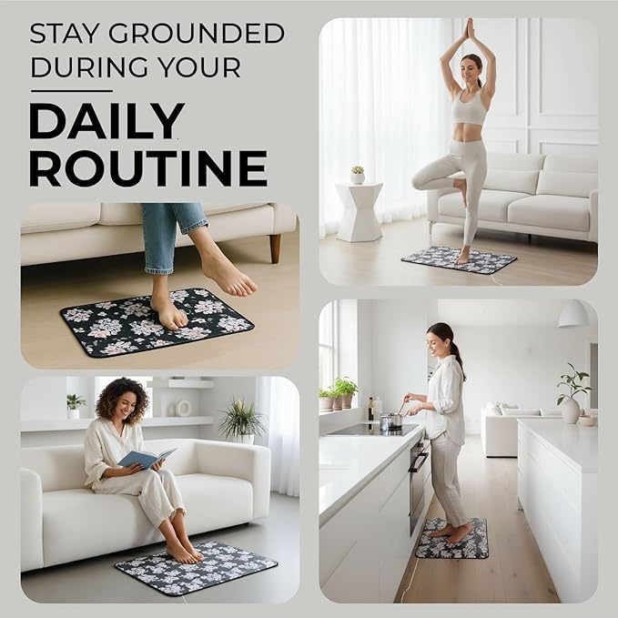 Grounding Mat for Feet - Grounding Well Mat with Anti-Slip Surface - Improves Sleep,Energy and Ailments, Reduces Stress - Complete Earthing Pad for Bed, Desk, or Chair