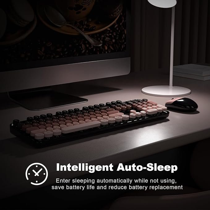 Wireless Keyboard and Mouse, Typewriter Full Size Keyboard with Number Pad and 2 in 1 USB Connected Mouse for Windows 7/8/10/11, Laptop, Desktop, PC, Computer