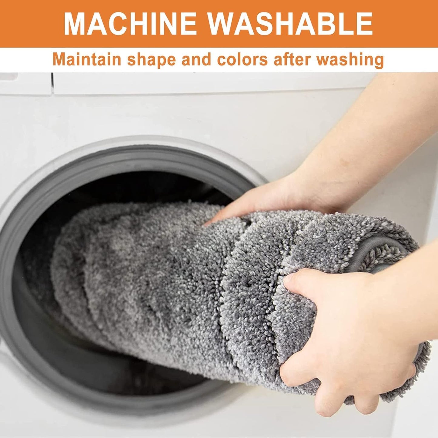 BEQHAUSE Bathroom Rugs - Soft Absorbent Non-Slip Bath Mats for Bath, Shower and Sink - Polyester Bath Mat - Machine Washable - Grey Thick Shower Mat, 24"x36"