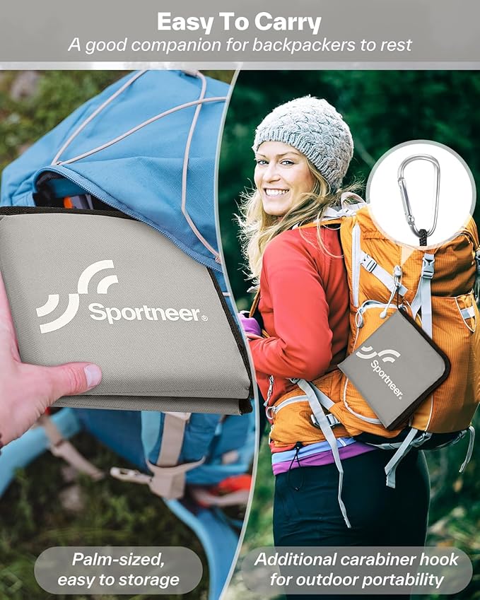 Sportneer Sitting Pad, Lightweight Waterproof Folding Seat Pad for Backpacking, 15.75'' x 15.75'' Portable Camping Seat Mat for Hiking, Picnics & Outdoor Use