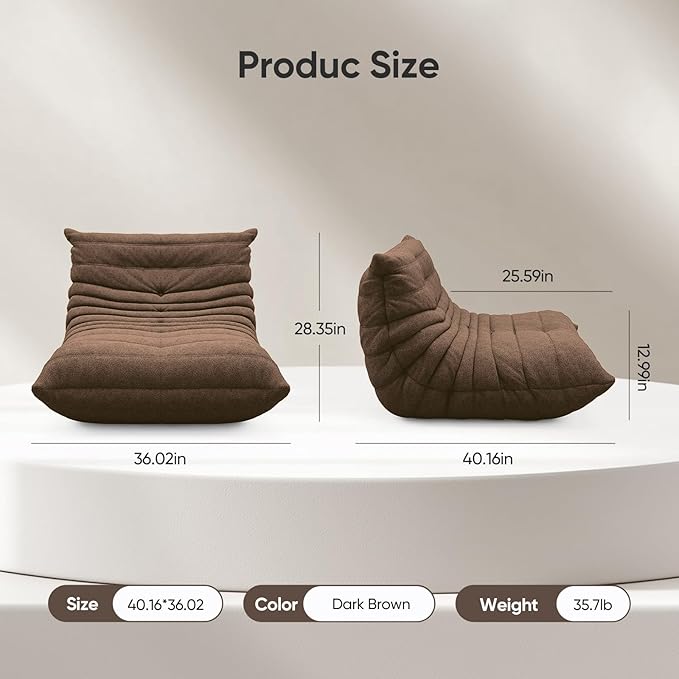 Bean Bag Chair for Adults, Fireside Togo Chair, BeanBag Chairs for Teens with High-Resilience Memory Foam, Non-Slip Base Compression Floor Lounge Sofa for Living Room, Bedroom