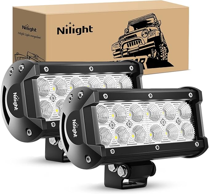 Nilight Led Pods 2Pcs 36W 2800LM 6.5 Inch Flood Off Road Light Bar Super Bright Driving Work Fog Lamps for Trucks Pickup G...