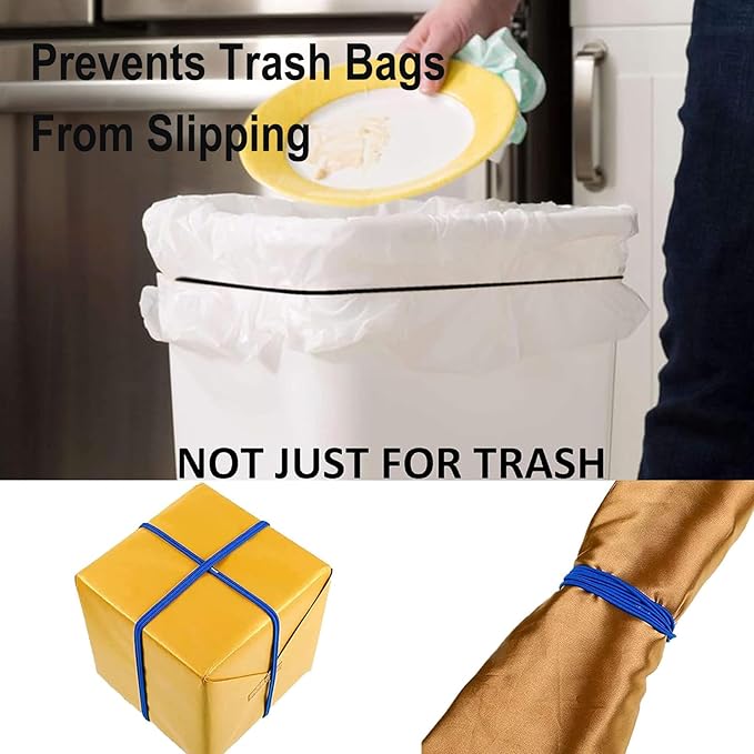 Trash Can Rubber Bands, Fit 13-30 Gallon Garbage Can, Set of 3 Elastic Trash Can Bands Heavy Duty for Kitchen Bathroom, Garbage Bin & Litter Box Bands to Keep Trash Liners in Place, Durable