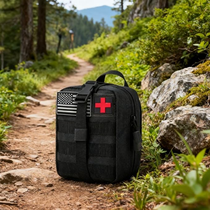 Tactical MOLLE Med Pouch - Waterproof Outdoor First Aid Kit, Molle System Combat EMT Pouch for Emergency Survival Gear, Ca...