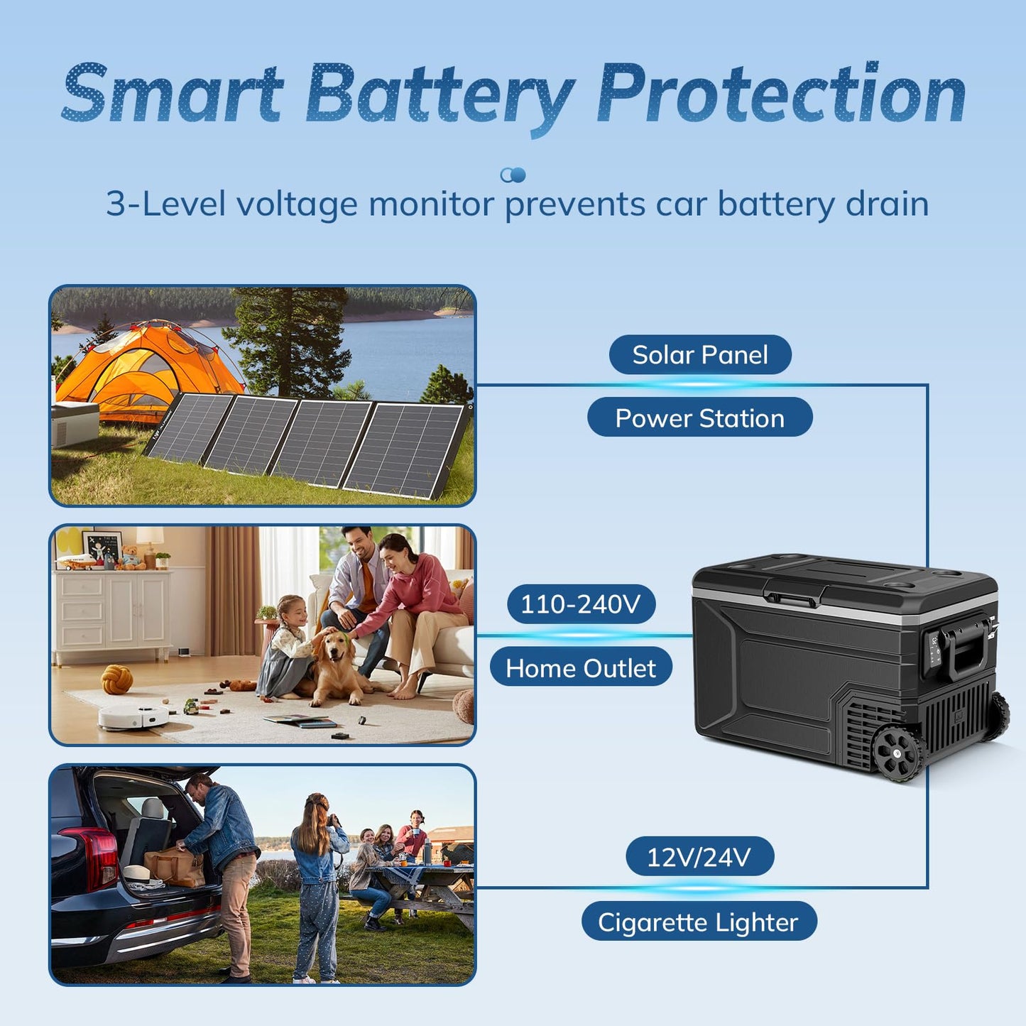 Antarctic Star 12 Volt Refrigerator,68QT(64L)Electric Cooler Compressor, -4℉~68℉ Portable Refrigerator,Car Fridge 12/24V DC 100-240V AC Portable Freezer with Wheels&2 Baskets for Camping,RV,Car,BLACK