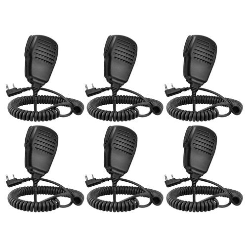 SAMCOM Speaker Mic for Two Way Radios,2 Pin Walkie Talkies Shoulder Mic, Handheld Walkie Talkie Microphone for Most 2 Way Radio, K Type Radio Microphone with PTT (6 Pack)