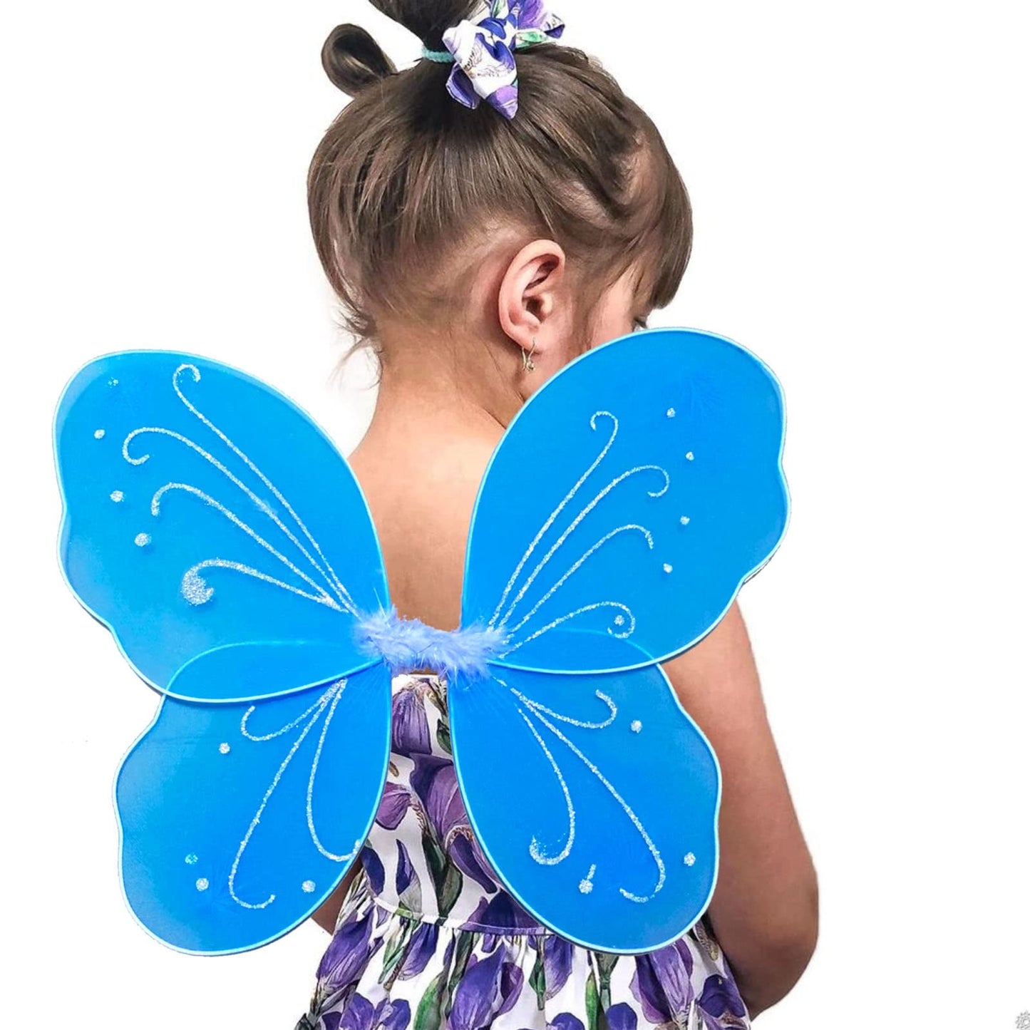 NENMATTE Fairy Girls Wings for Kids,Sparkle Angel Wings Butterfly Wing for Birhday Party Halloween Costume Dress Up for Kids Women (Blue)