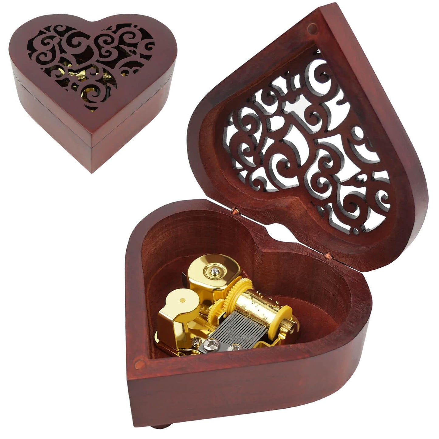 You are My Sunshine Music Box, Heart Shaped Wind Up Cute Wood Engraved Vintage Musical Gifts for Lover Girlfriend Boyfriend Husband Wife Woman Valentine's Day Christmas Anniversary Birthday Wedding