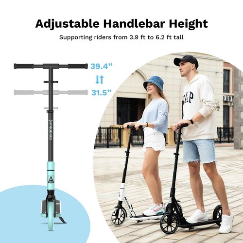 Playshion Kik Scooter for Kids Ages 6+,Teens & Adults,Lightweight,Foldable,with Adjustable Handlebar,Teal