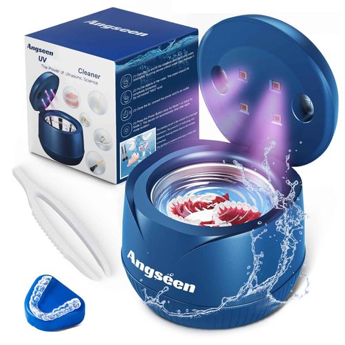 Ultrasonic Retainer Cleaner, 200ML Mouth Guard Cleaner 45kHz Portable Retainer Cleaner for Dentures, Night Guard Cleaner Machine for Aligner, Mouth Guard, Braces, Toothbrush, Jewelry(Blue)