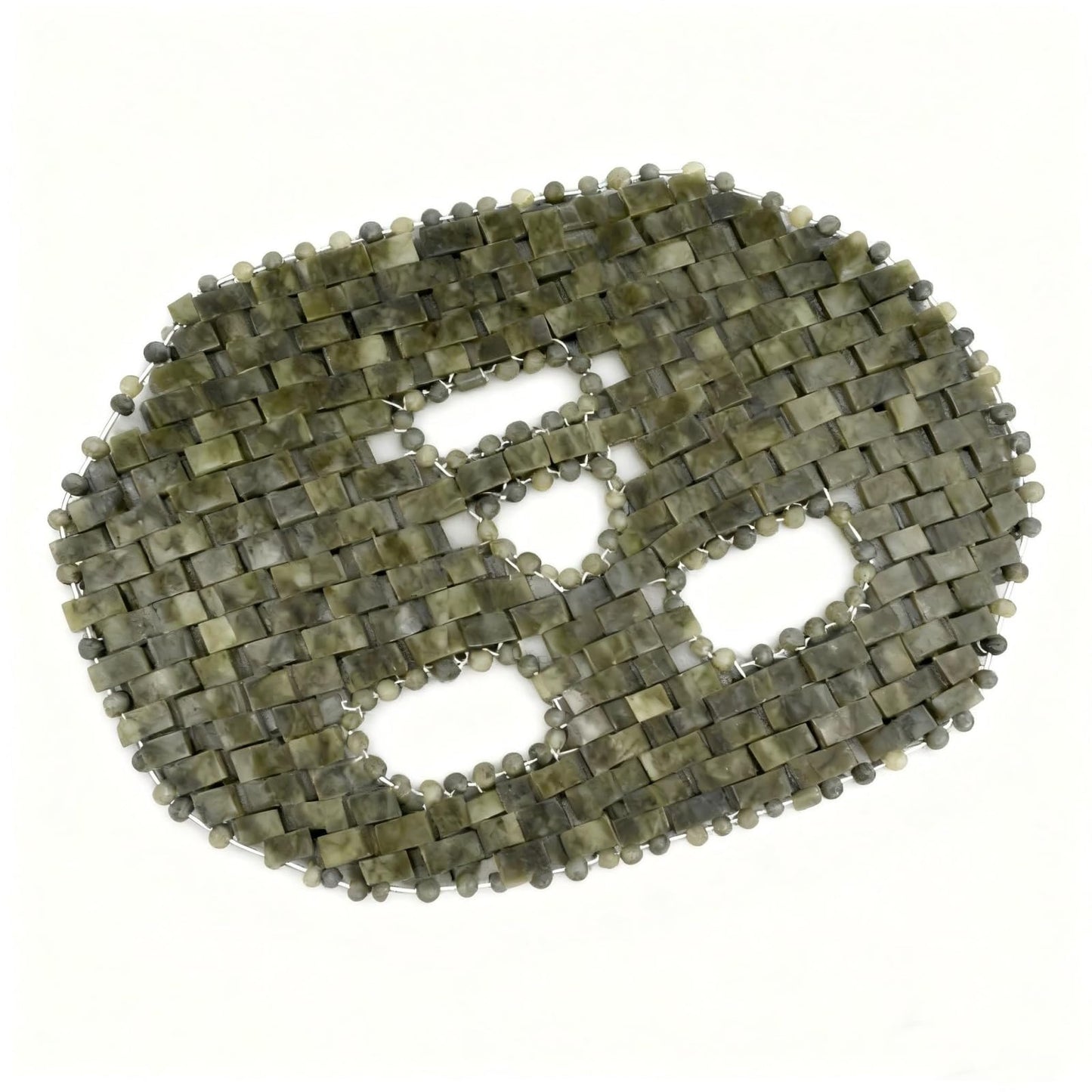 Natural Jade Sleep Mask Facial Eye Cooling Stone Massage Tools for Puffy Eyes Dark Circles (Green)