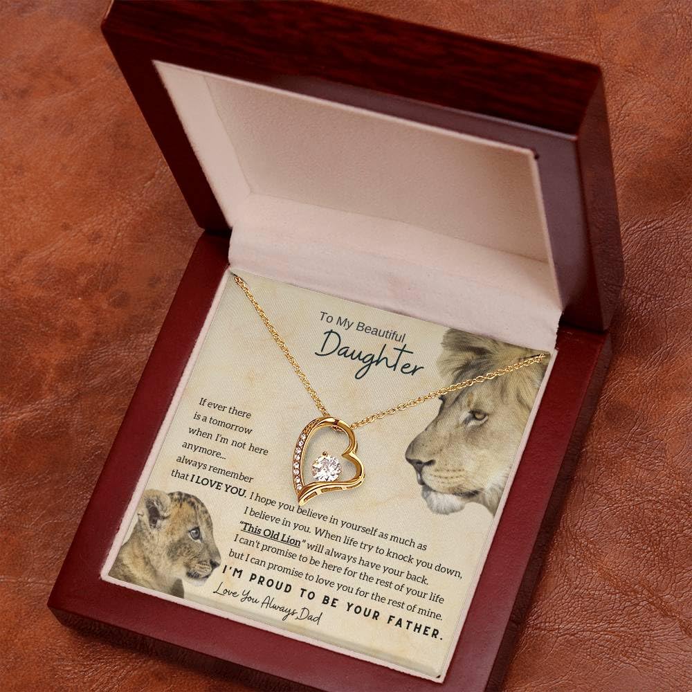 Momavo Jewelry Daughter Gift From Dad, Father Daughter Gift, Dad to Daughter Gift, Christmas Birthday Gift, To My Daughter Necklace from Dad, Daughter Card, Daughter Adult (Luxury Box w/ LED LIGHT, 18k Yellow Gold Finish)
