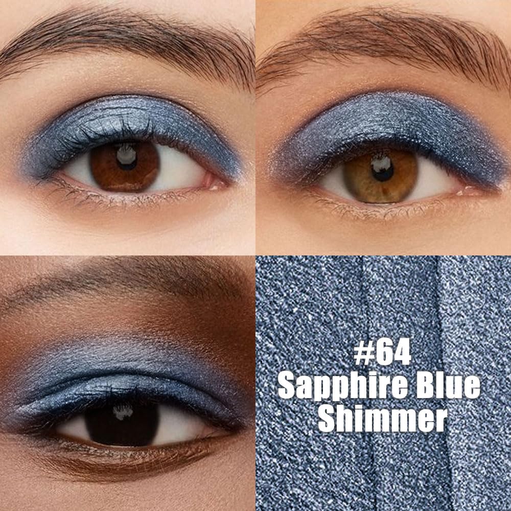 evpct Blue Shimmer Cream Eye Shadow Sticks Brightener Pencils for Women, Shimmery Blue Silky Eyeshadow Applicator Stick Pen Wate