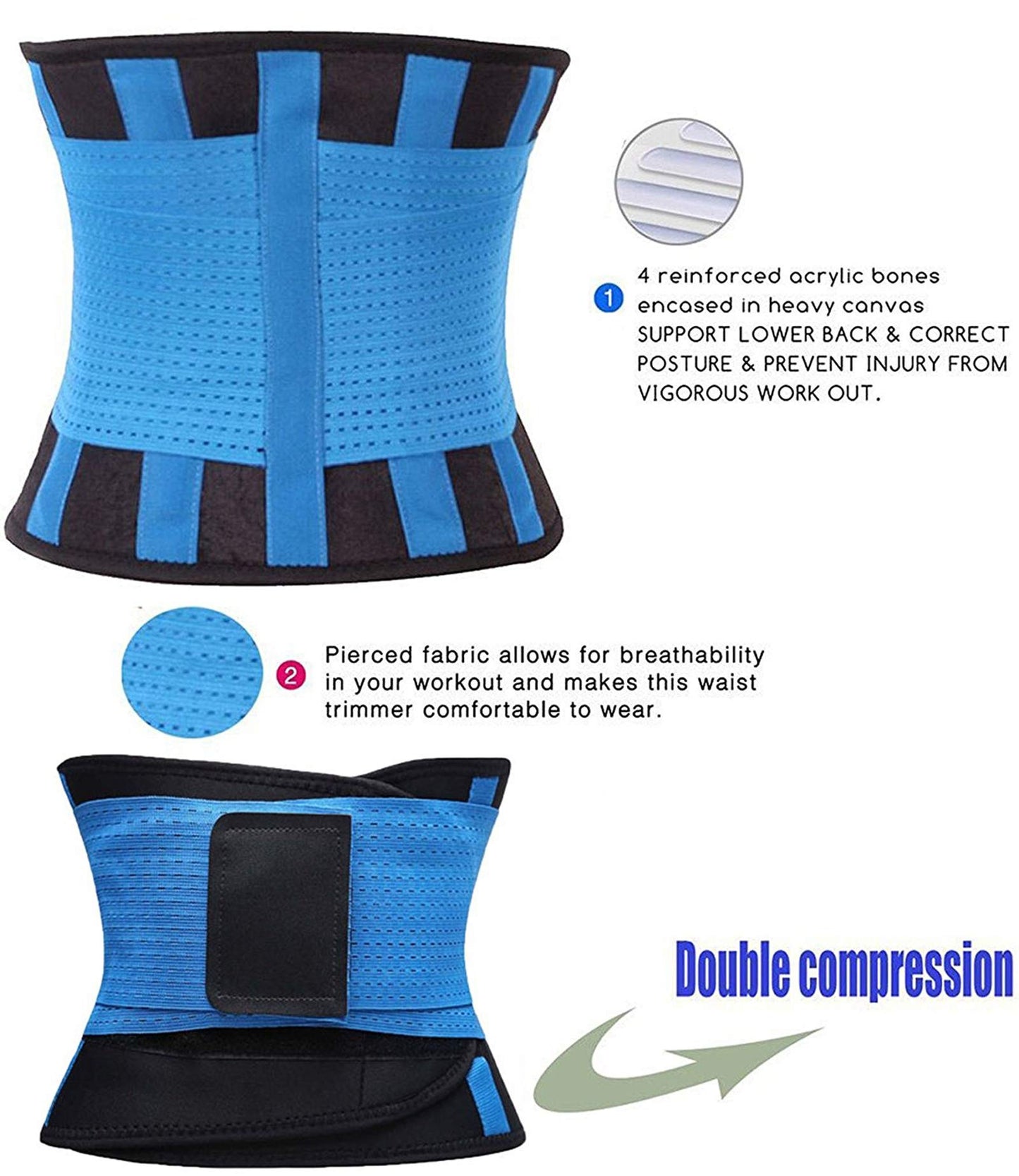 VENUZOR Waist Trainer Belt for Women - Waist Cincher Trimmer - Slimming Body Shaper Belt - Sport Girdle Belt (UP Graded)(Blue,X-Large)