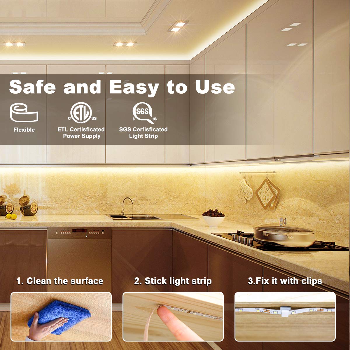 MY BEAUTY LIGHT LED Strip Lights Warm White,65.6ft Dimmable LED Light Strip with RF Remote,1200 Bright 3000K 2835 LEDs,Plug-in Adhesive Rope Lights with Timing Mode for Living Room Bedroom Kitchen