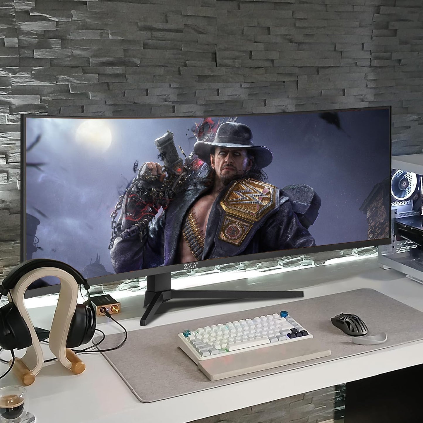 ZZA 49 Curved Gaming Monitor | DQHD(5120 * 1440), 144Hz/165Hz, 1500R, 32:9, AMD FreeSync, 120% sRGB, Height Adjustable Ultra-Wide Screen Monitors, HDMI 2.1 & DP 1.4, Wall Mount Install 75x75mm- Black
