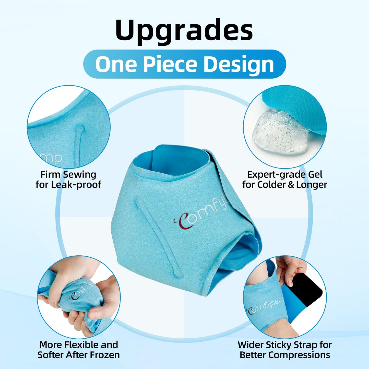 Comfytemp Ankle Ice Pack Wrap for Swelling, Plantar Fasciitis, FSA Eligible HSA, Foot Pain Relief, Reusable Gel Cold Compression Ankle Brace for Injury, Achilles Tendonitis, Gift for Men Women, 1Pcs