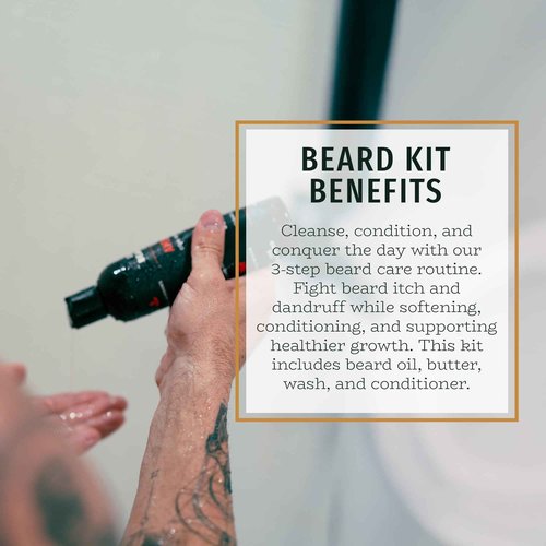 Live Bearded Complete Beard Grooming Kit - Wash, Conditioner, Butter and Oil - Made in the USA with All-Natural Ingredients - Mens Groom Set | Executive Scent - Cedar, Vanilla