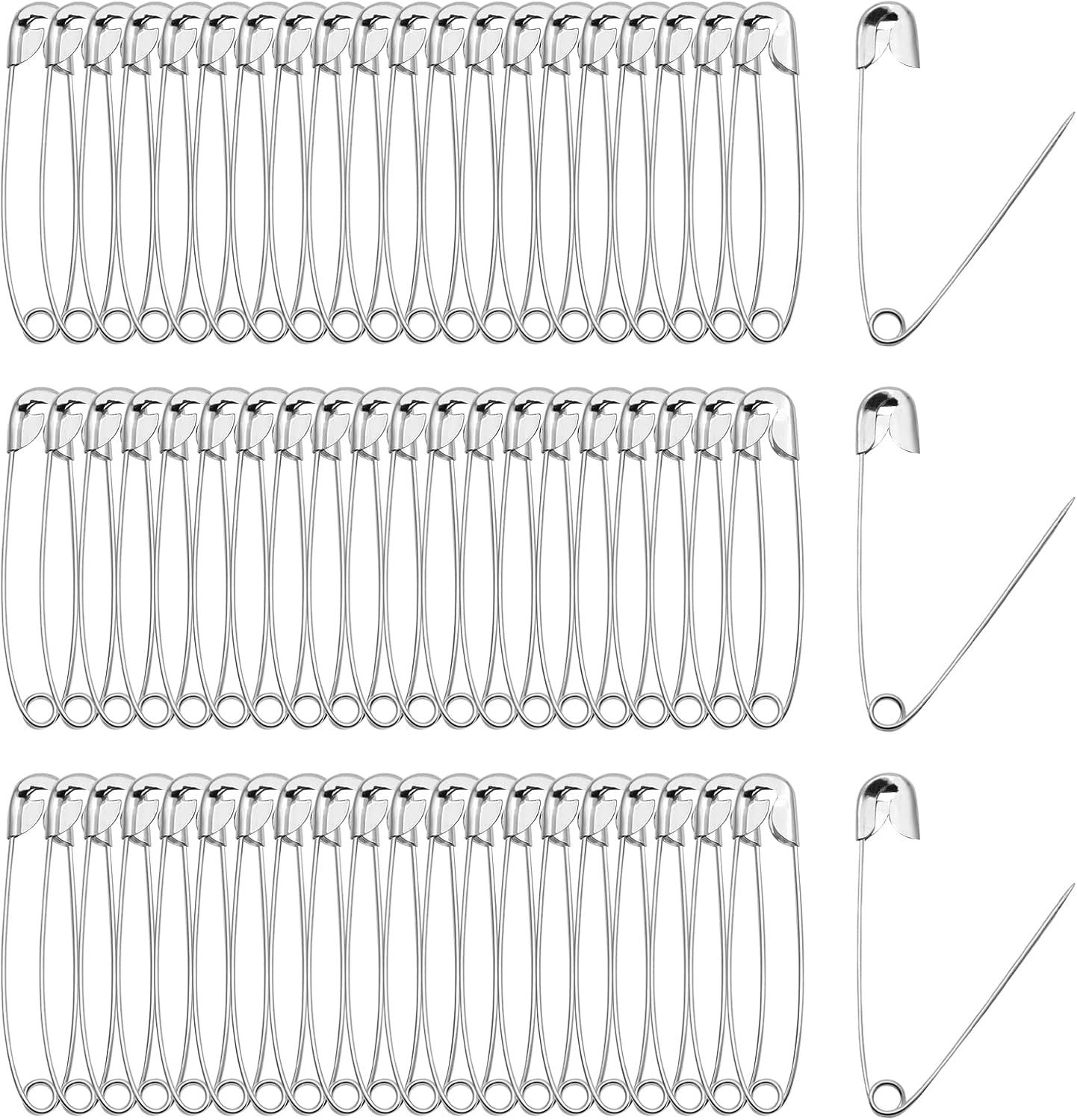 100 PCS 55mm / 2.2 Inch Heavy Duty Quilting Pins, Large Silver Metal Safety Pins for DIY Crafts, Jewelry Making, Baby Clothing