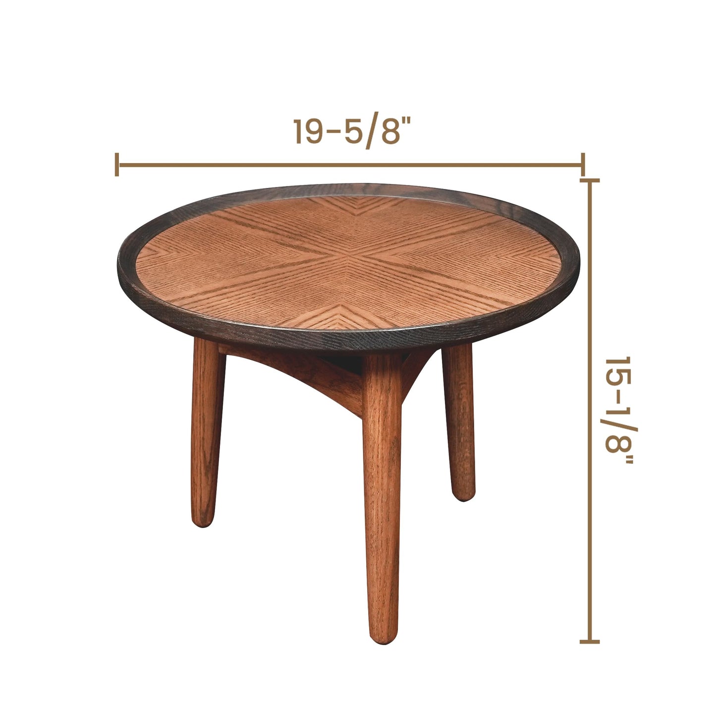 CONSDAN 2-Piece Nesting Coffee Table Set, Solid Oak Frame & Veneer Top, USA Grown Hardwood, Small & Large Round Side Tables for Living Room, Bedroom