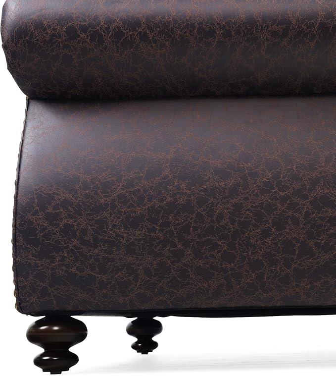 Couchus Living Room Furniture Sets,Sofa Sets and Couch Sets for Living Room,Mid-Century Vintage Sofa Couches with Rivet Design (Brown, 2 Loveseat+3 Seater)
