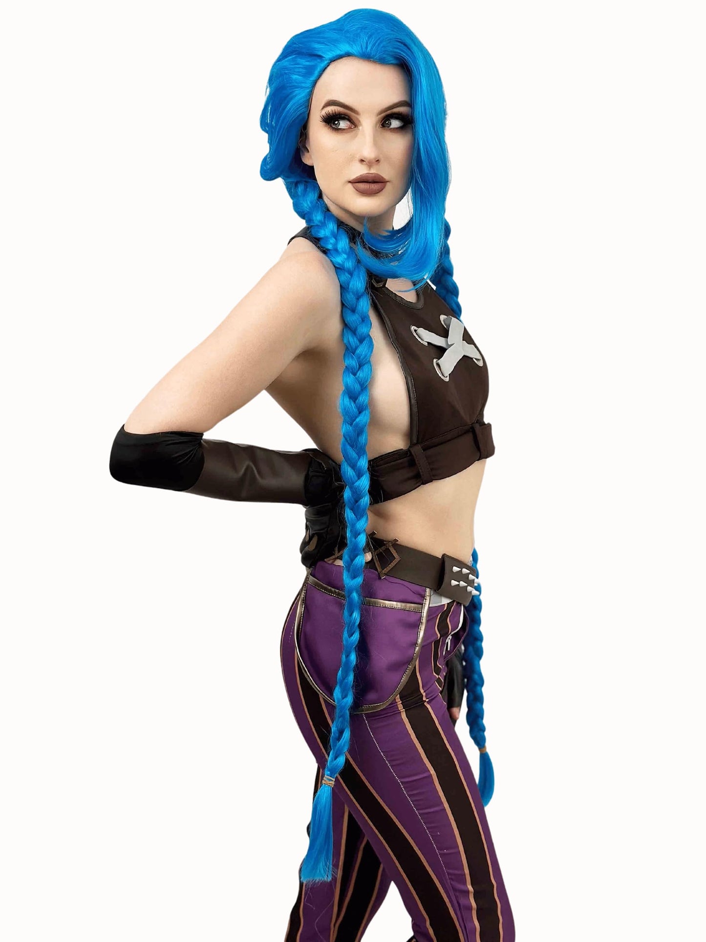 ALLAURA Blue Braided Cosplay Wig for Women Anime - Compatible with Jinx Cosplay Halloween Anime Party Heat Resistant