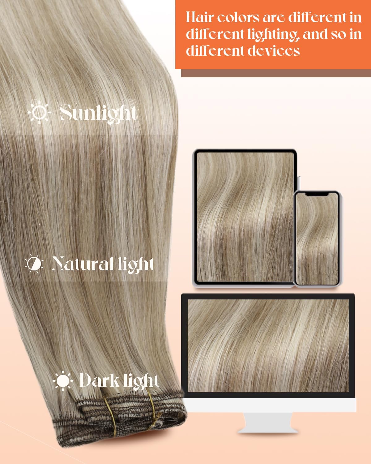 Sunny Hair Sew in Hair Extensions Highlight Weft Hair Extensions Human Hair Light Brown Mix Platinum Blonde Sew in Extensions St