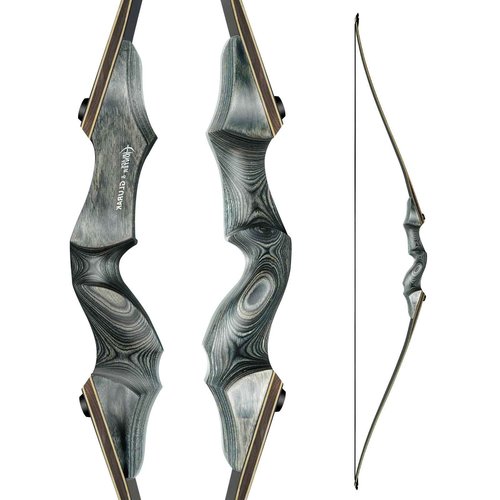 Black Hunter Takedown Longbow, GLURAK 60" Wooden Archery Bow Hunting Bow - Left Hand Bow for Beginner Training Practice, 55lb