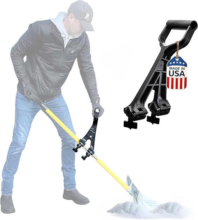 Universal Handle Attachment for Snow Shovel, Weedeater, String Trimmer, Rake & More | Versatile Ergonomic Back Saving Attachment for All Gardening Tools | Made in The USA