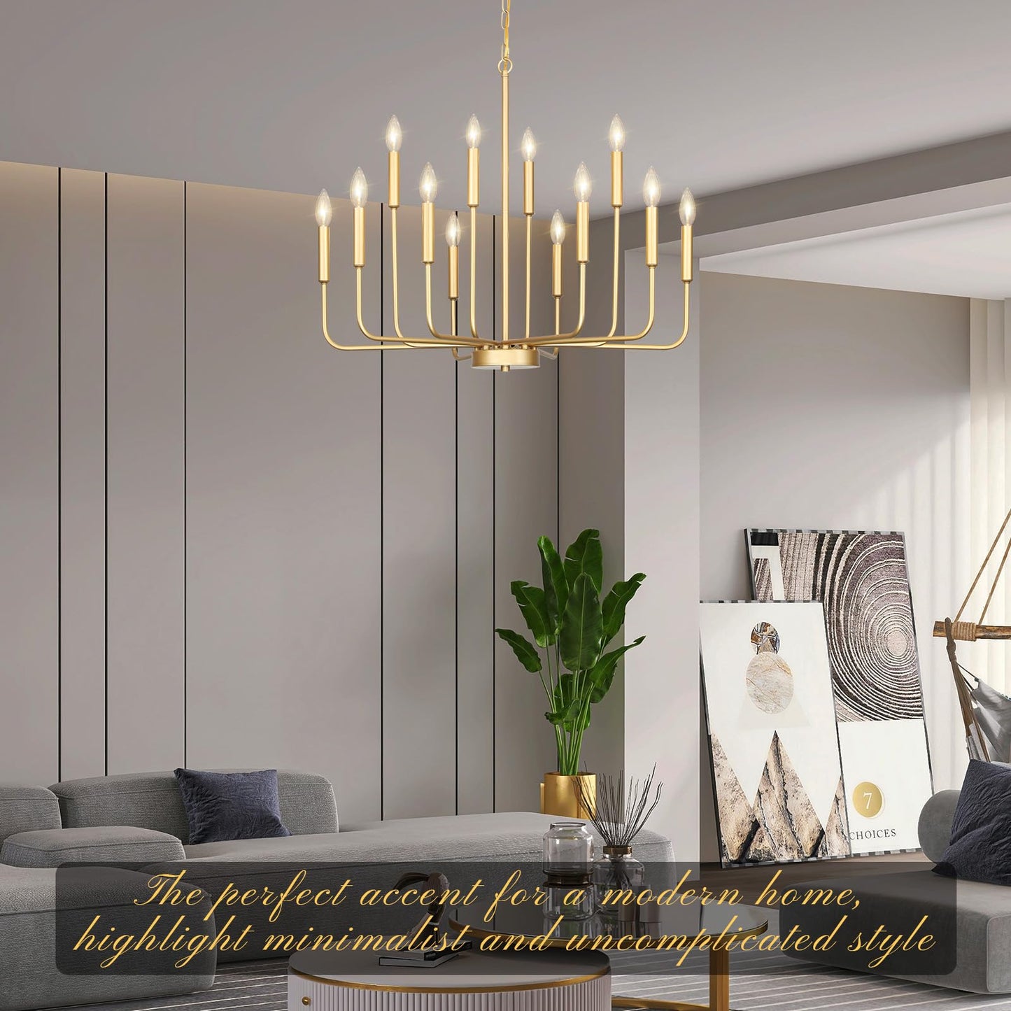 Gifarich Gold Chandeliers for Dining Room Light Fixture Over Table, Modern Farmhouse Chandeliers for Living Room,12-Lights Candle Lighting Fixtures for Entryway Kitchen Island Foyer