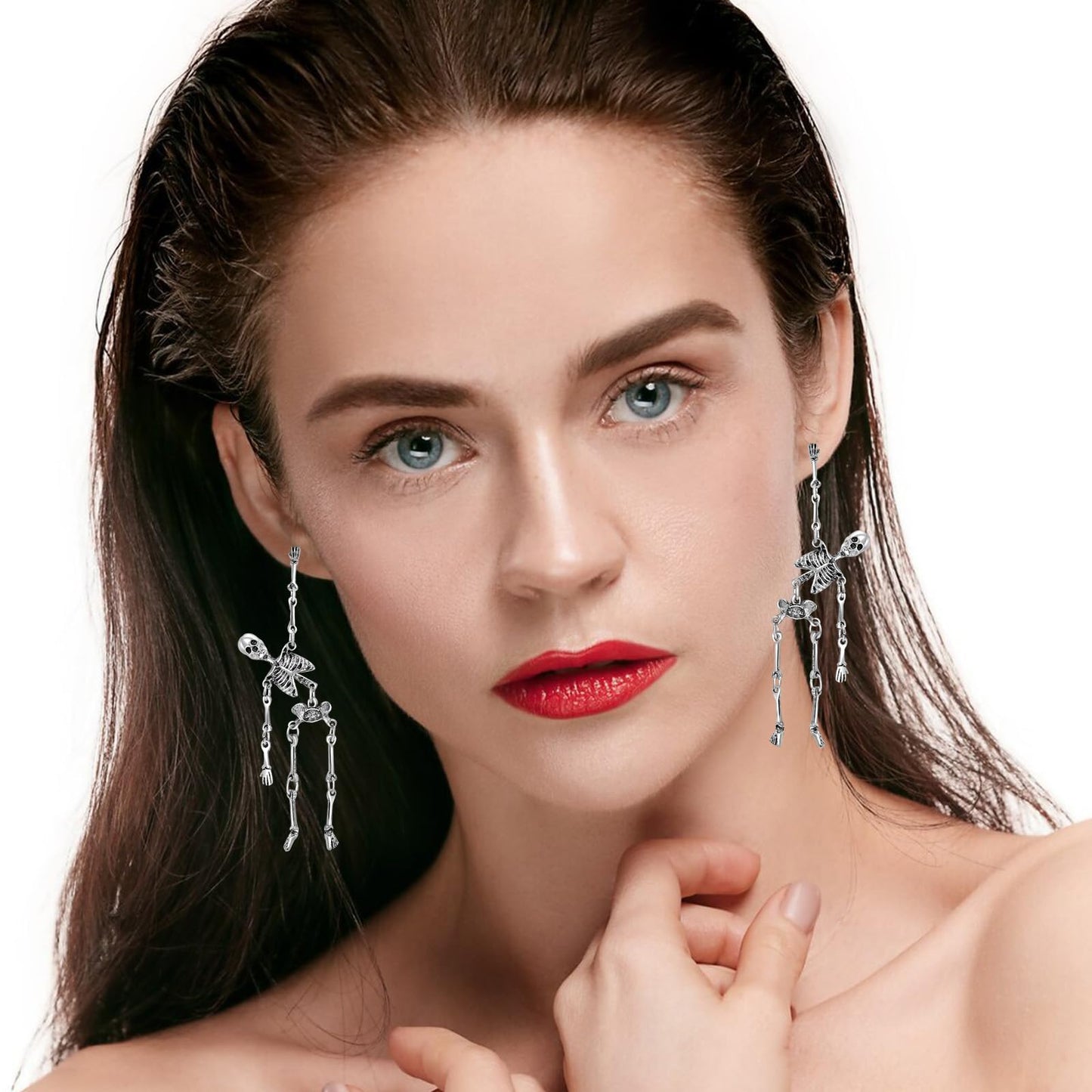 Halloween Earrings Skeleton Skull Earrings for Women Punk Gothic for Halloween Party Cosplay Jewelry (Skeleton-D)