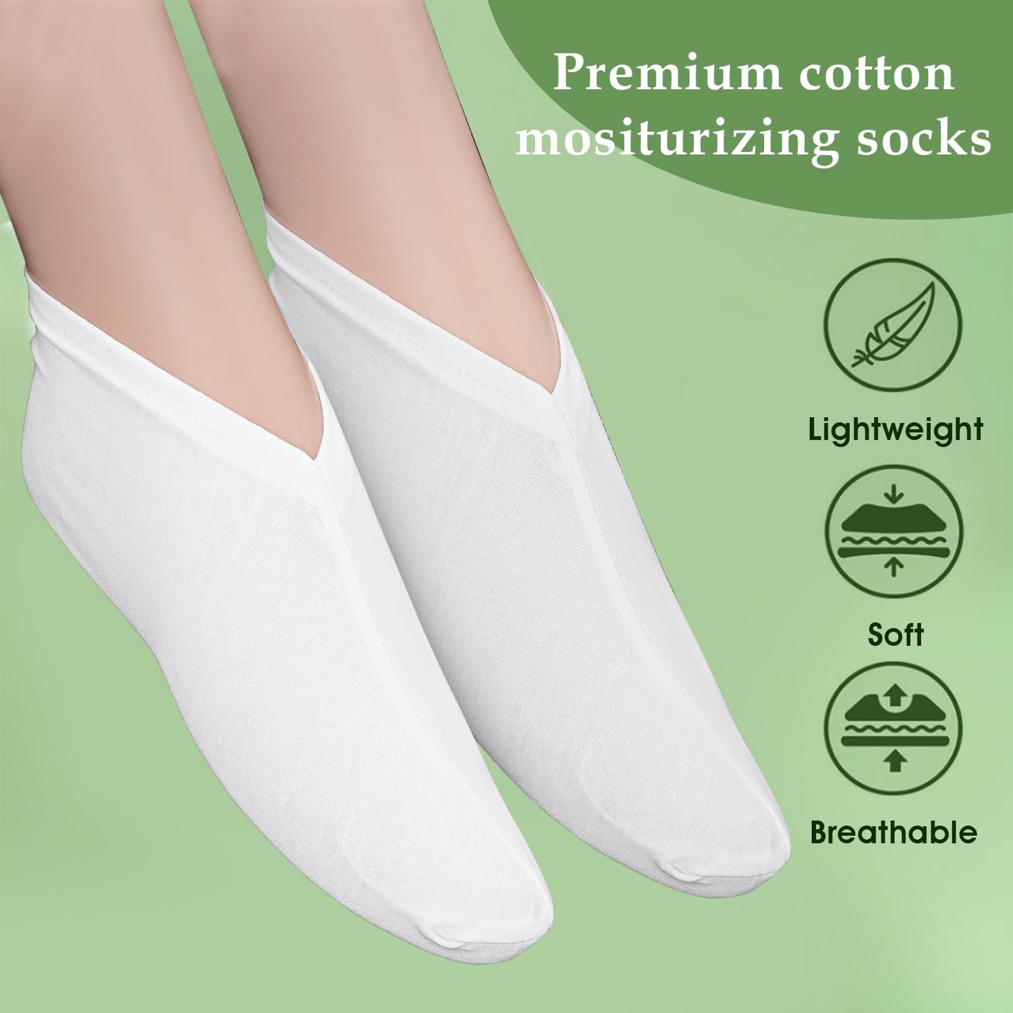 Gjinxi 2 Pairs Moisturizing Socks Overnight, Lotion Socks for Dry Feet, Cotton Moisture Enhancing Socks, Soft Spa Absorbing Sock