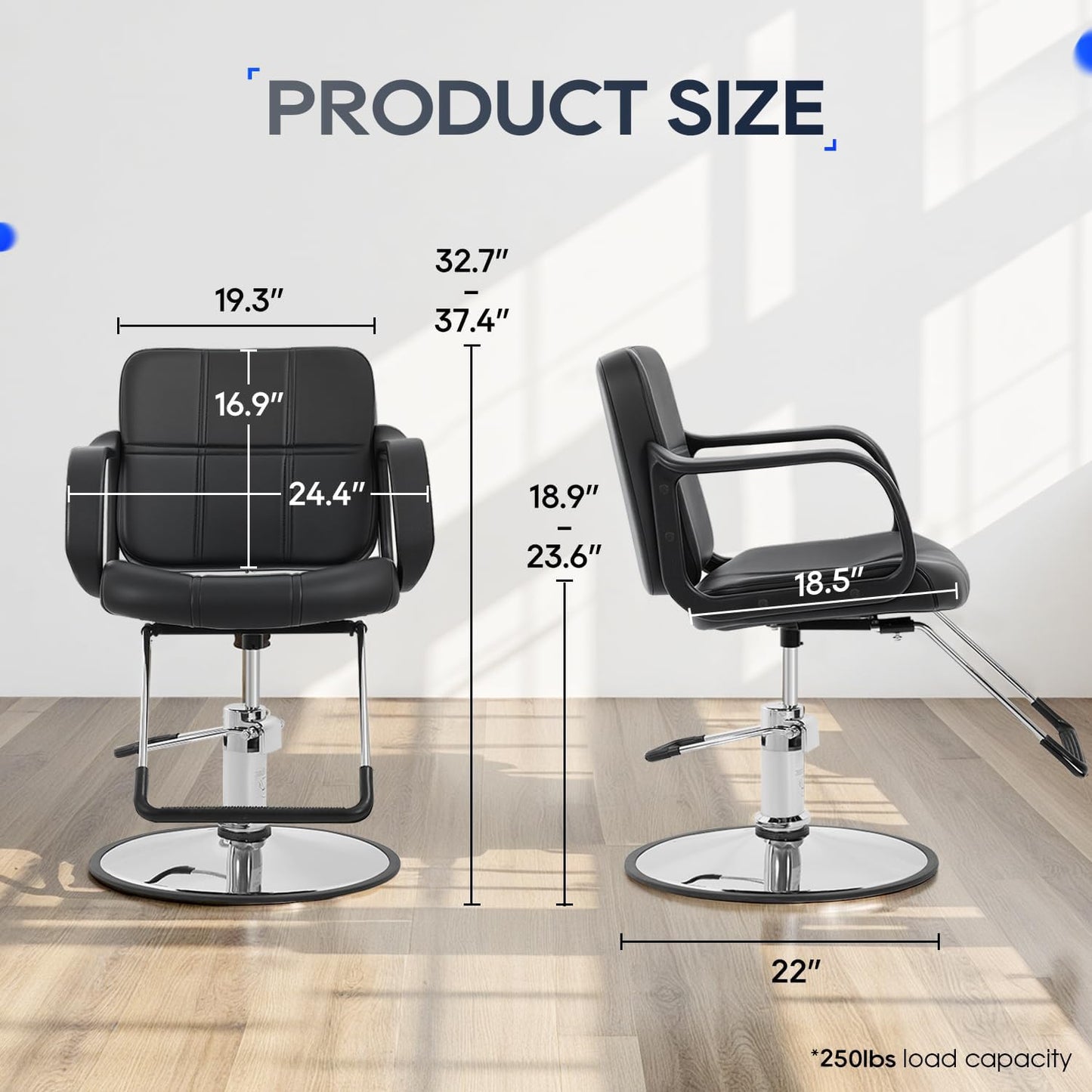 FDW Barber Chair,Hair Chair,Salon Chair for Hair Stylist 360 Degree Swivel Hydraulic Pump Professional Shampoo Salon Equipment and Cutting Barber Room Salon Chair, Black (Black)