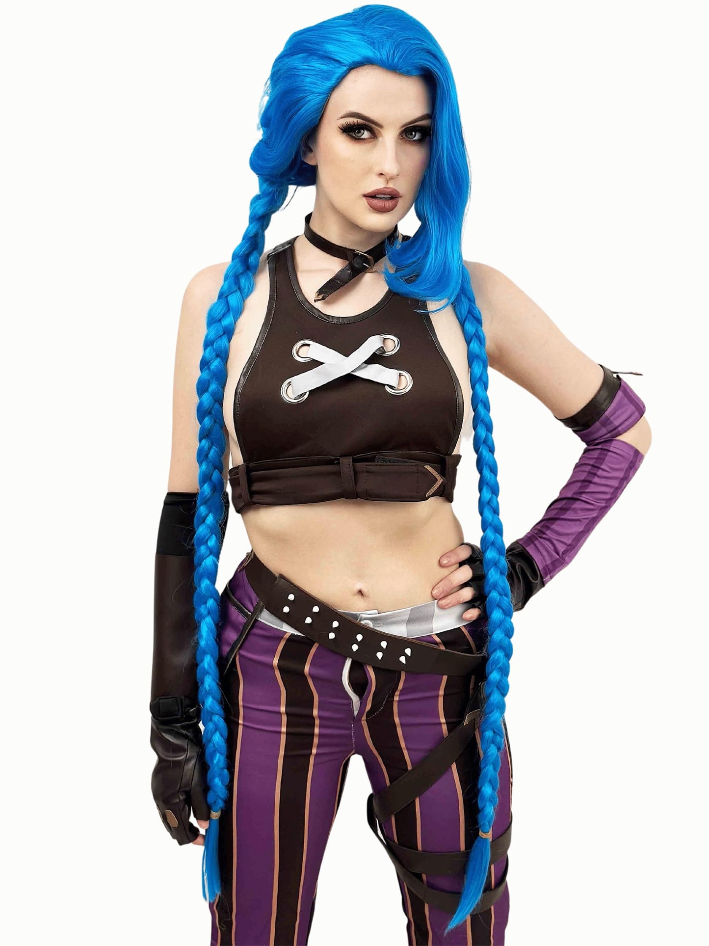 ALLAURA Blue Braided Cosplay Wig for Women Anime - Compatible with Jinx Cosplay Halloween Anime Party Heat Resistant