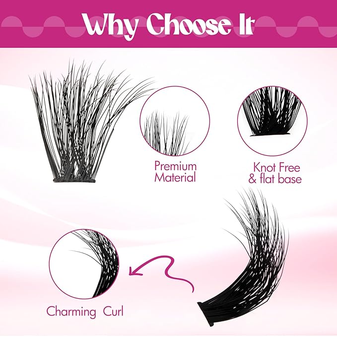 FADLASH Lash Clusters 100D Thick Eyelash Clusters Volume Cluster Eyelash Extensions 8-16mm Individual Lashes C Curl Lash Extension Clusters 3D Effect (100D-0.07-C,8-16mm)