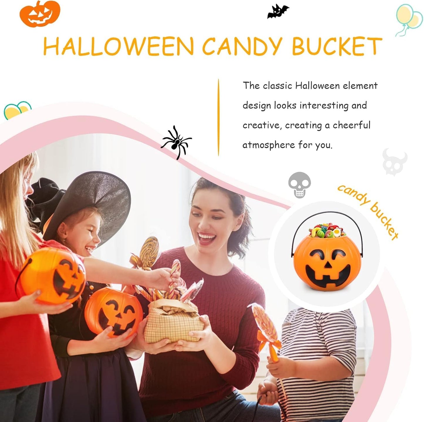 HEALLILY 20 Pcs Halloween Pumpkin Candy Buckets for Nightclub Bar