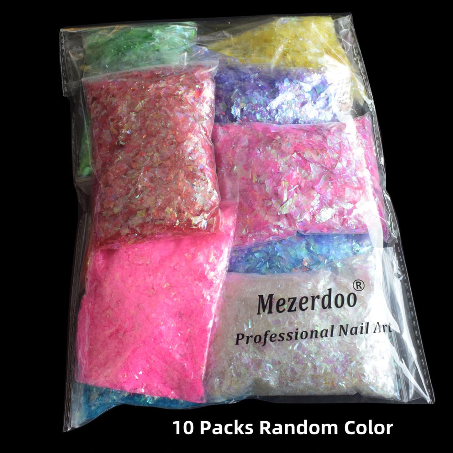 10 Pack Nail Shell Paper Broken Glass Mirror Sticker Nails Glitter Dust Shell Effect Foil Art Trend Shattered Ice Mylar Paper Na