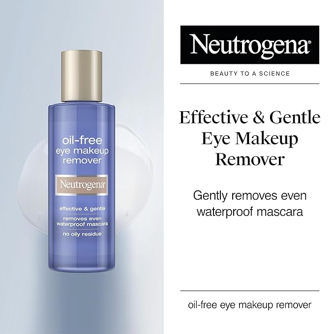 Neutrogena Gentle Oil-Free Eye Makeup Remover & Cleanser for Sensitive Eyes, Makeup Remover for Waterproof Mascara, Dermatologist & Ophthalmologist Tested, 3.8 fl. oz
