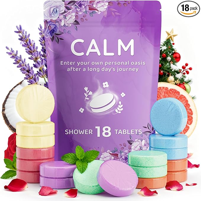 DeckTheHalls 18 Pack Shower Steamers - Shower Bombs with Lavender Mint Rose Coco Sea Grapefruit Natural Fragrance, Self Care & Relaxation Presents for Women and Men - Birthday Presents