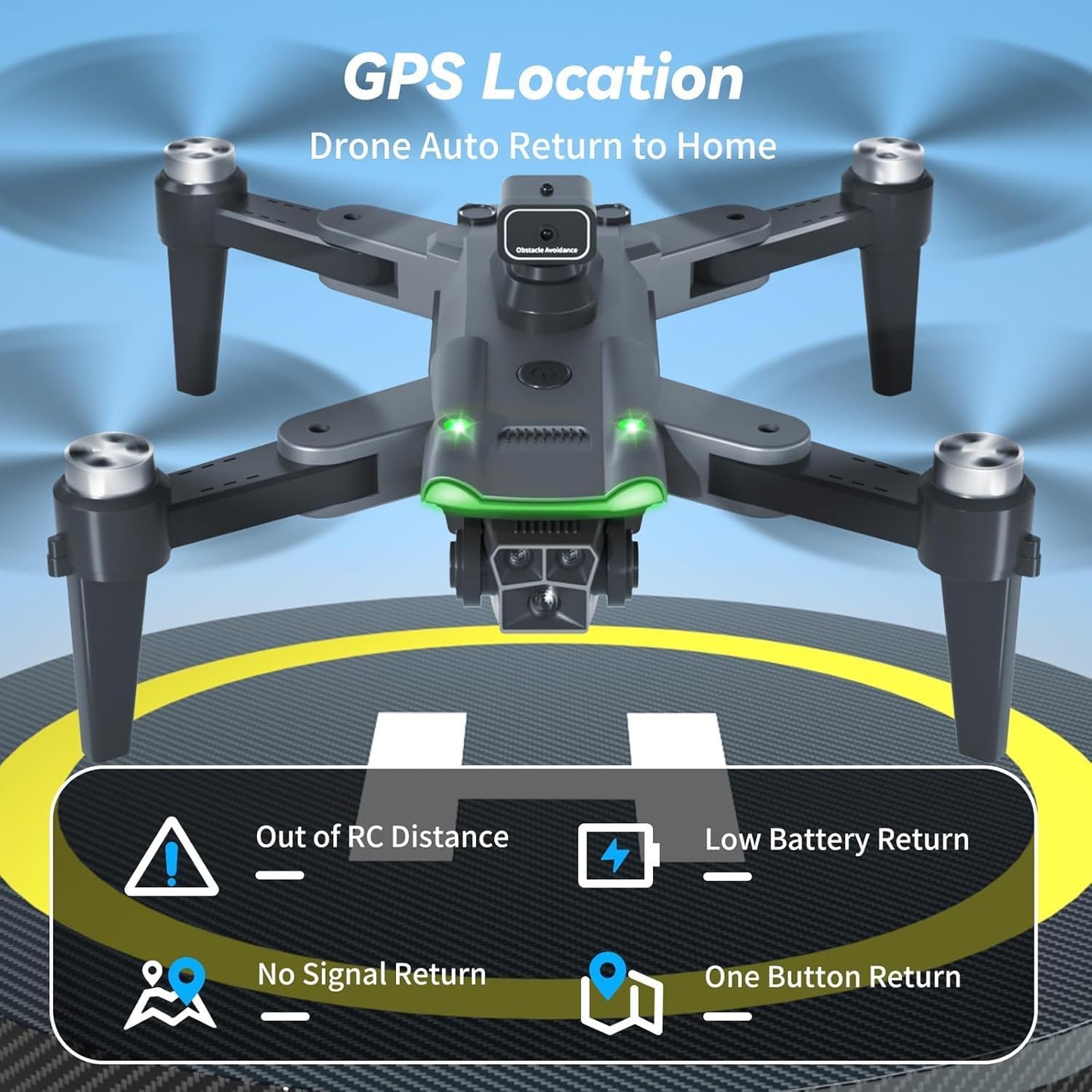 S166 Drone with Camera 4K for Adults, Professional GPS Drone with Auto Return, 4-Way Obstacle Avoidance, Follow Me, 60 Mins Flight Time (3 Batteries), Foldable RC Quadcopter with Case(Standard)