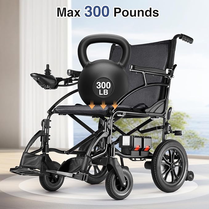 Zurcheel SLF30 Electric Wheelchairs for Adults, Foldable Durable Motorized Wheelchair with 19 Inch Seat and Supports Up to 300 lbs Airline Approved(36 Lbs, Grey)