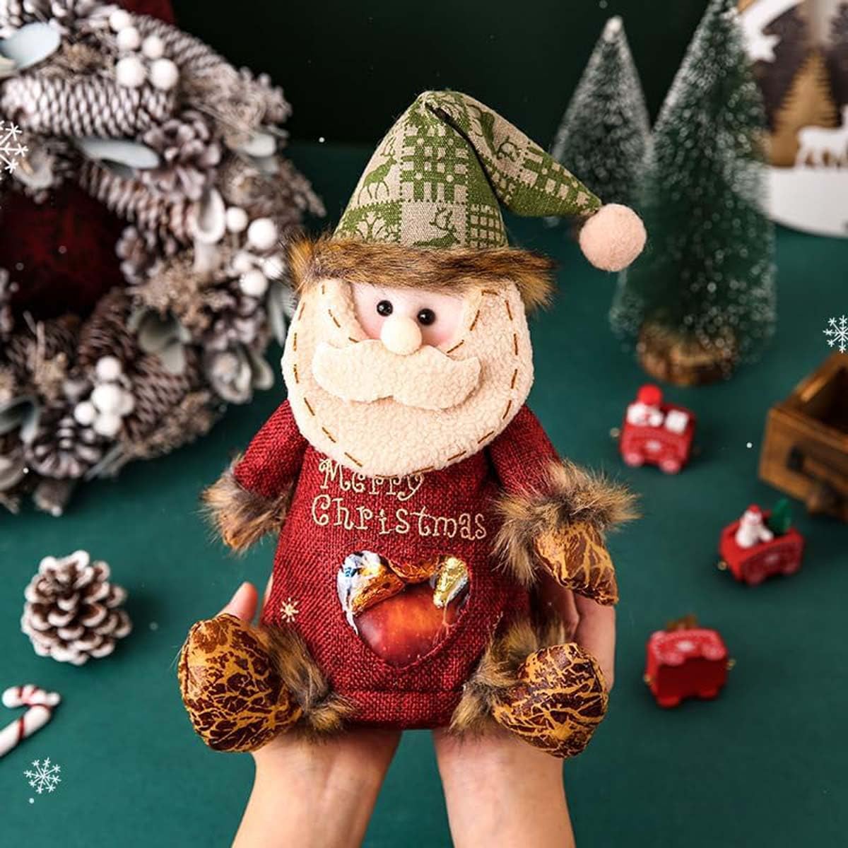 EZGHAR Christmas Gift Doll Bags, Christmas Gift Bags Zipper Design, Fabric Small Gift Bags with Drawstring for Your Gift-Giving Needs (7PCS)