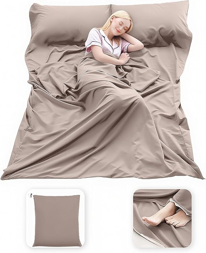 MongByYa Sleeping Bag Liner Lightweight Compact Sleeping Bag Sack Portable Clean Travel Sheet Camping Sleep Sheet for Back...