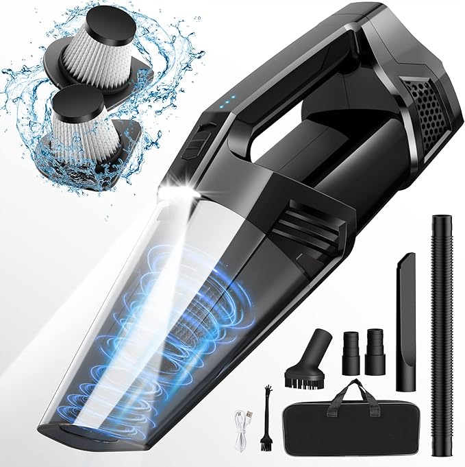 Blestan Handheld Vacuum Cordless Portable Car Vacuum with LED Light, High Power Suction, 3 in 1, Lightweight Rechargeable ...
