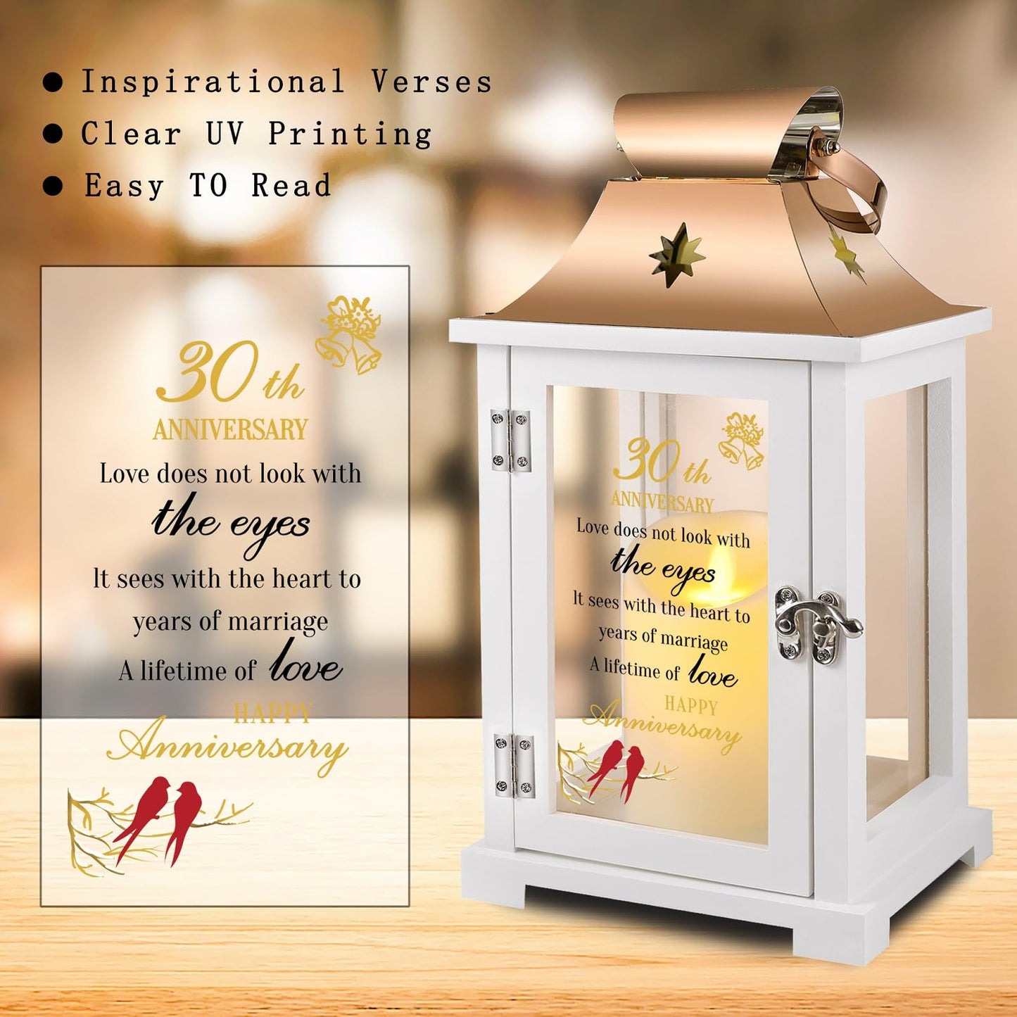 liantudy 30th Wedding Anniversary Lantern,30th Anniversary Wedding Gifts for Couple Parents Husband Wife，30 Year Pearl for Her Him,Unique 30th Anniversary Wedding Gift Ideas LOVE..