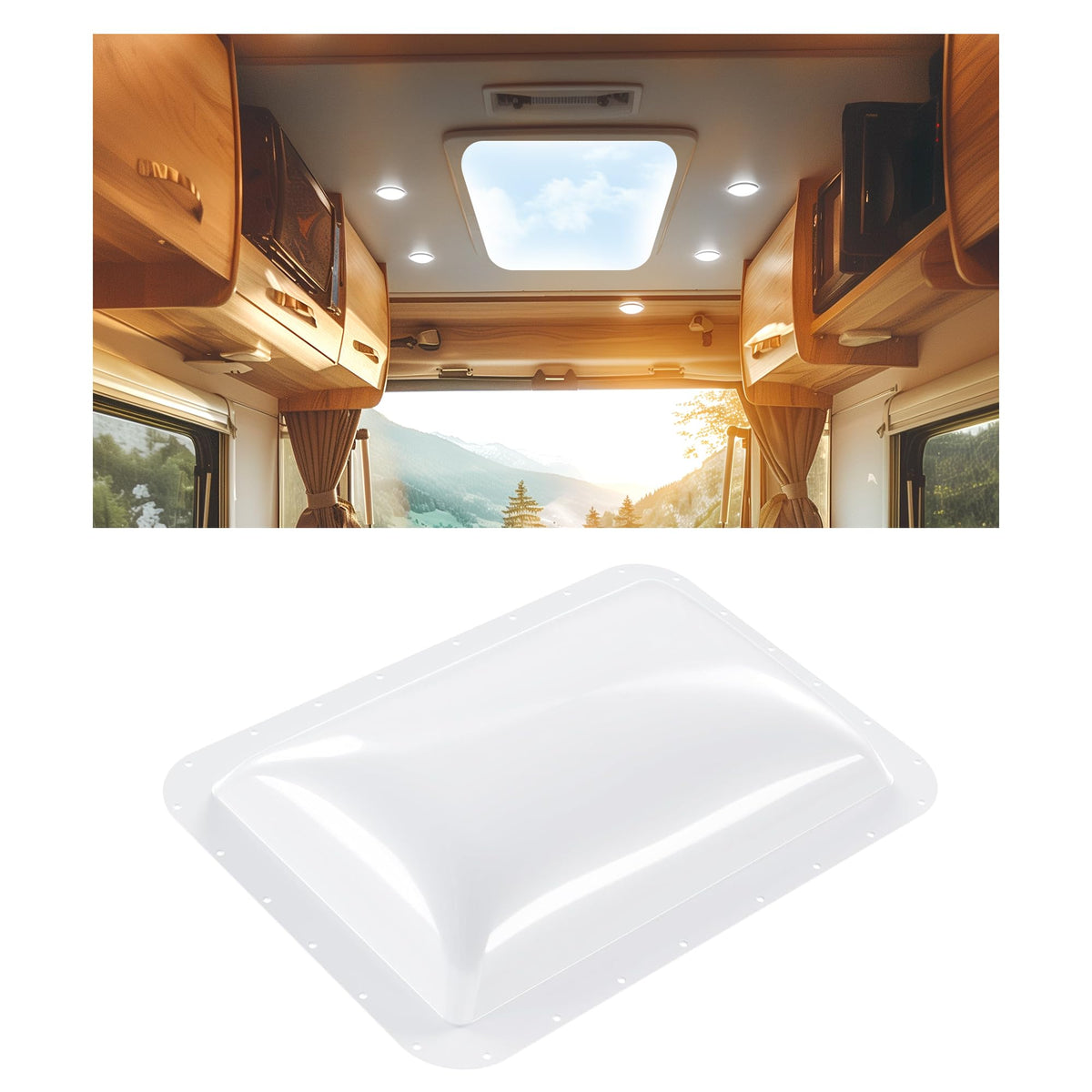 Kojem 18" x 26" RV Skylight Replacement Cover Compatible with RV Camper Food Truck Motorhome Roof Sunroof Fit Outer Dome Cover 14" x 22" RV Shower Skylight Openings Roof Vent Cover White
