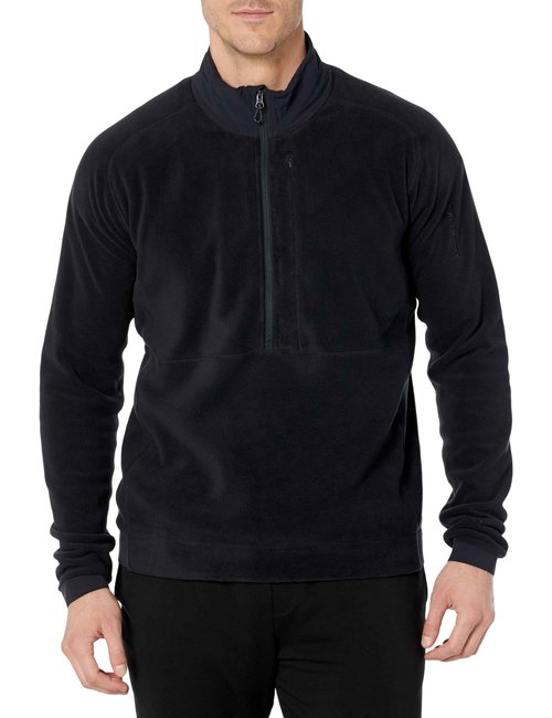 Salomon Men's ESSENTIAL MICRO FLEECE Half Zip Midlayer, DEEP BLACK, Large