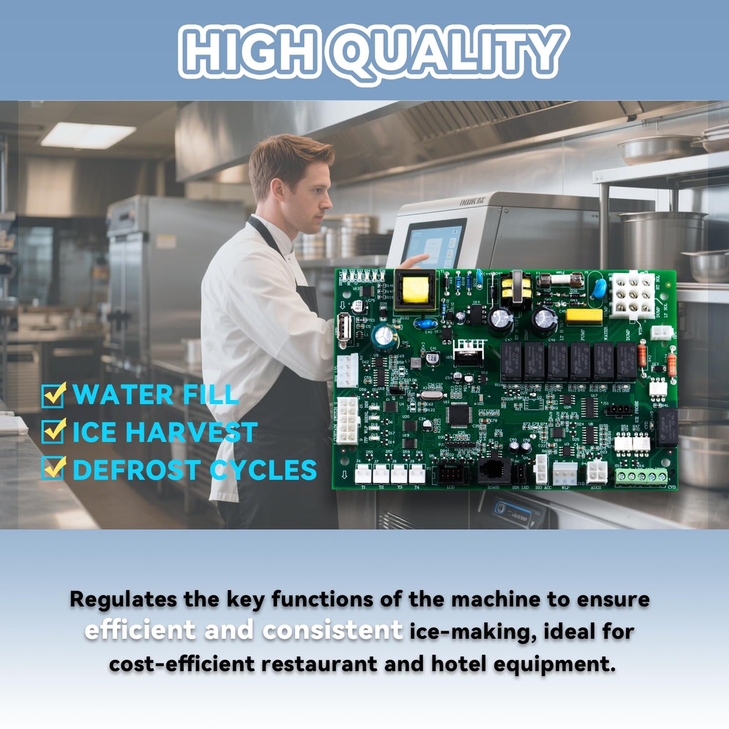 Zuomeng Ice Machine Control Board 000008309 Replacement PCB, Compatible with Manitowoc ID, IB, I, IR, IY, SY Series, Suitable for Commercial & Industrial Ice Makers