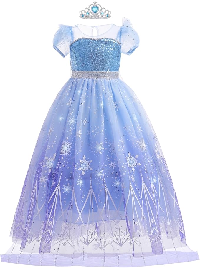 Danvren Princess Dress Costume for Girls Ages 3-8 with Long Cape Dress up Gift for Girl Birthday Xmas Halloween Cosplay Party
